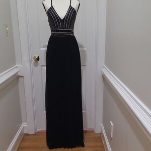 Lulu's Black Beaded V-Neck Maxi Dress